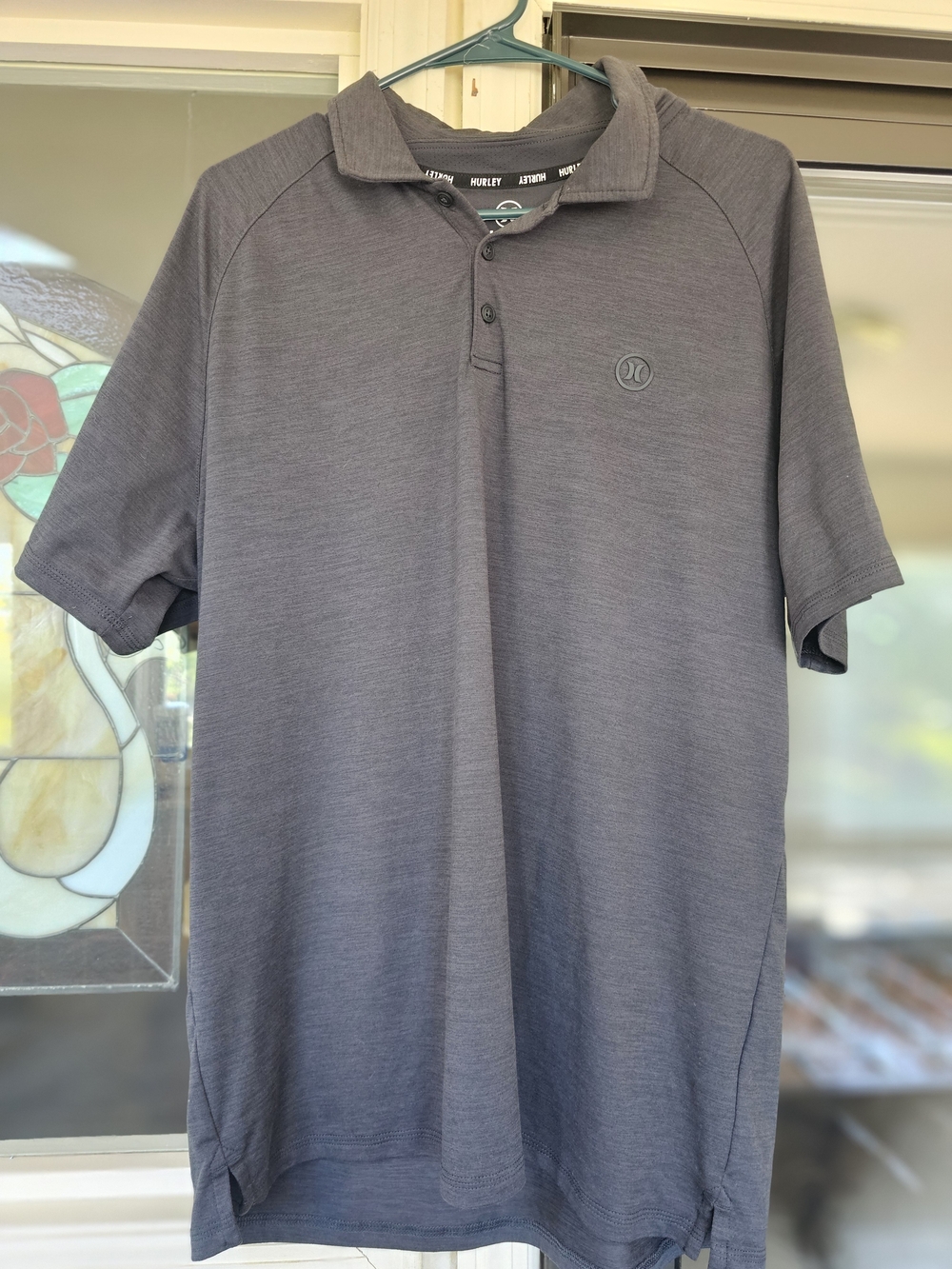 Hurley Men's Heather Charcoal Polo - Short Sleeve Large